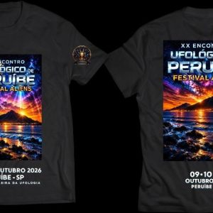 CAMISA OFICIAL XX ENCONTRO UFOLÓGICO DE PERUÍBE Black Algodão